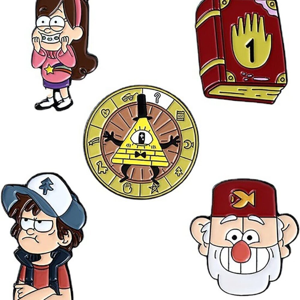 5-Piece Gravity Falls Butterfly Pins Set - Stylish Accessories for Any Outfit